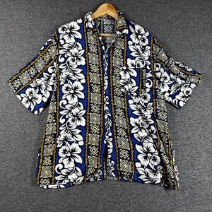 Vintage Hawaiian Rayon Shirt Mens XL Extra Large Hibiscus